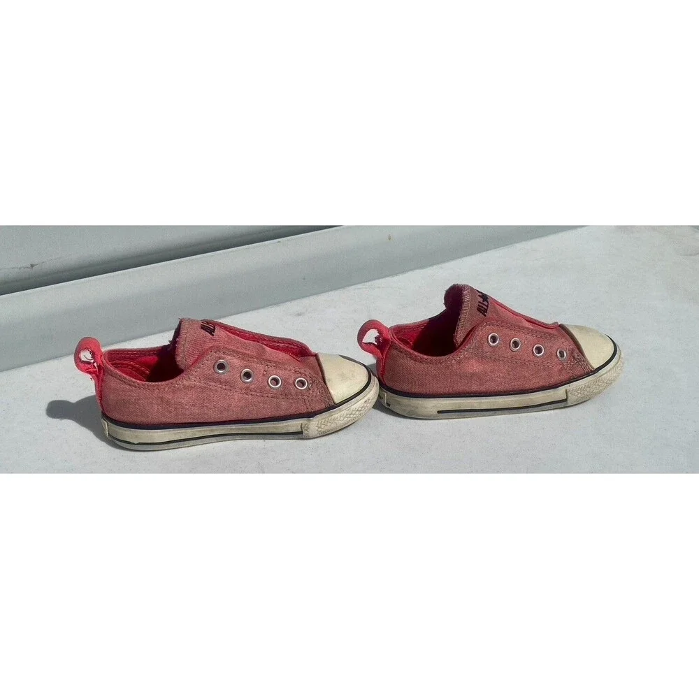 Girl's Converse All Star Simple Slip On Toddler Sz 8 Athletic Pink No Lace Shoes
